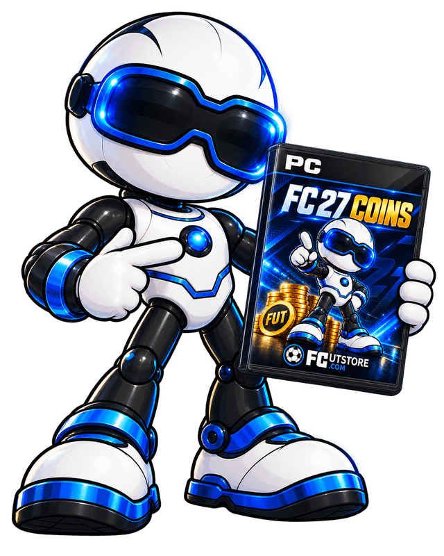 FCUTSTORE robot holding the FC 27 PC coin case
